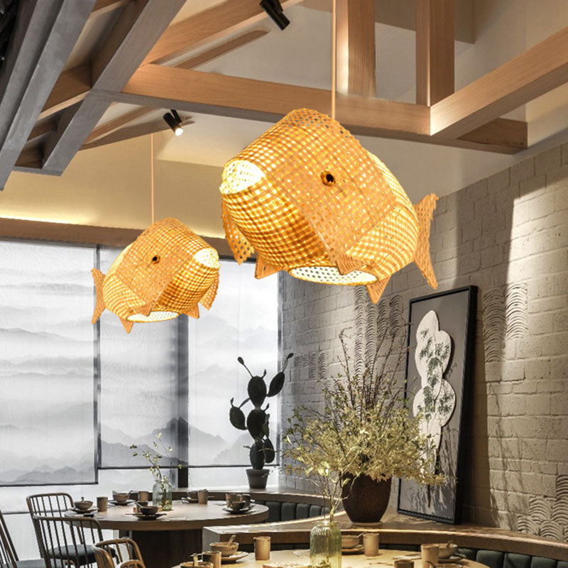 NatureLumière - Lampe Suspendue en Bois Asiatique - Rynova