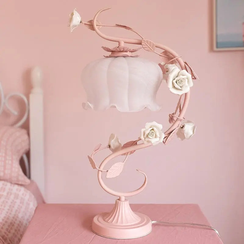 RoséePastorale - Lampe de Table en Style Champêtre avec Rose en Céramique - Rynova