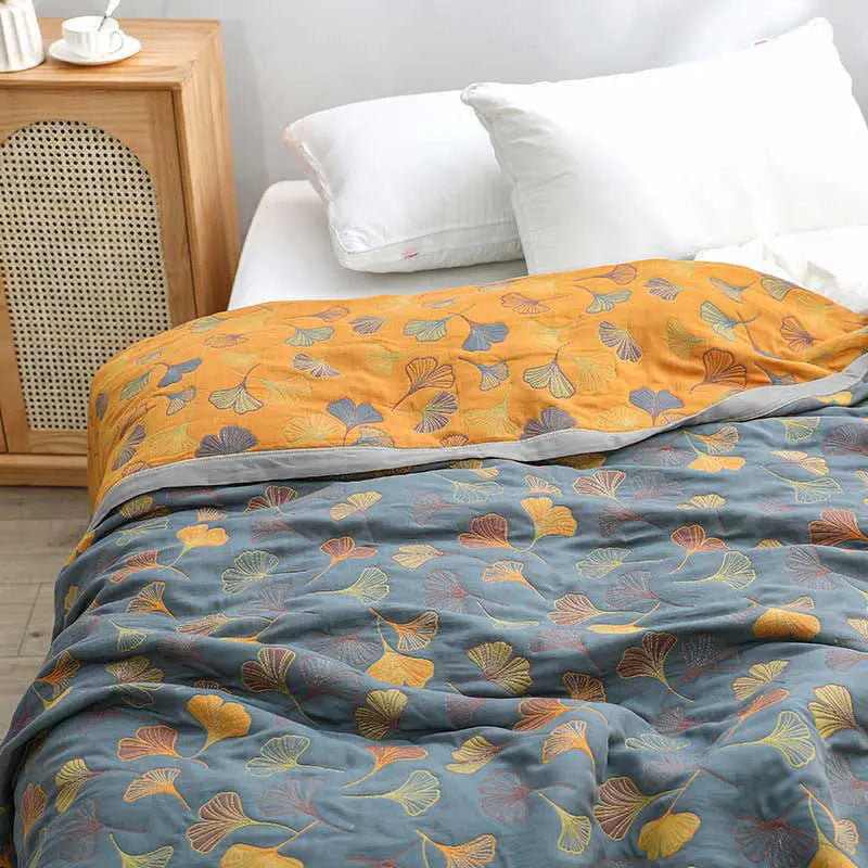 EcoLeaf - Ensemble de literie avec housse de couette réversible en coton à motifs de feuilles - Rynova