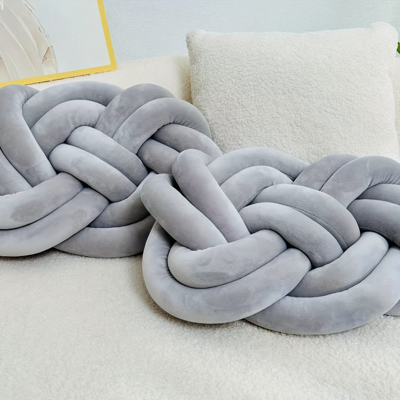 DouxNœud - Ensemble de 2 coussins en peluche décoratifs - Rynova