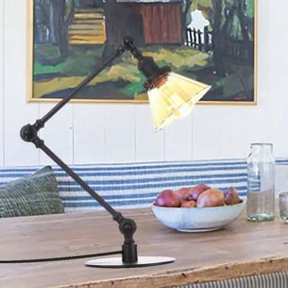 LumiGlow - Élégante lampe de table en verre clair en forme de cône - Rynova
