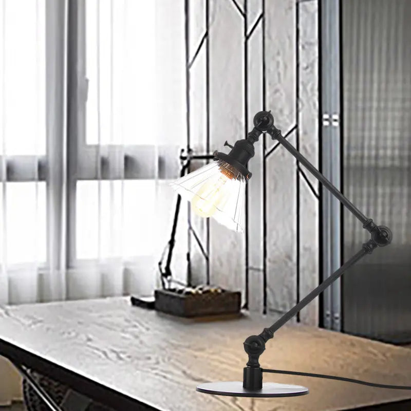 LumiGlow - Élégante lampe de table en verre clair en forme de cône - Rynova
