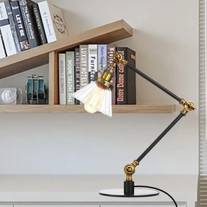 LumiGlow - Élégante lampe de table en verre clair en forme de cône - Rynova