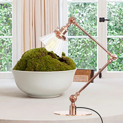 LumiGlow - Élégante lampe de table en verre clair en forme de cône - Rynova