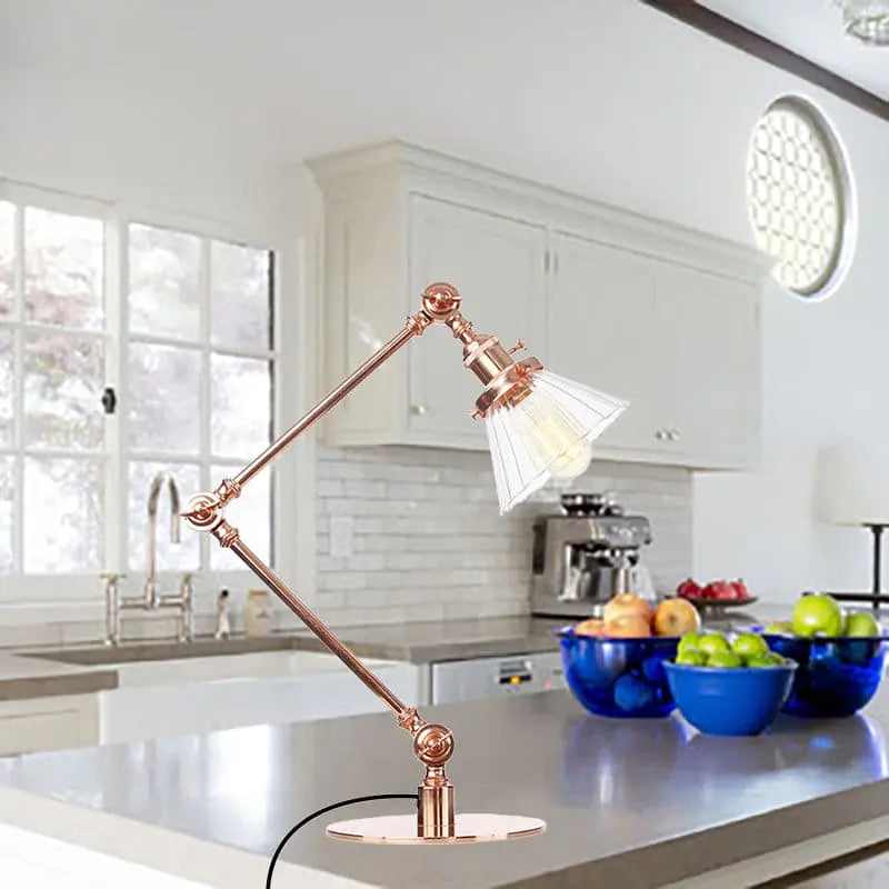 LumiGlow - Élégante lampe de table en verre clair en forme de cône - Rynova