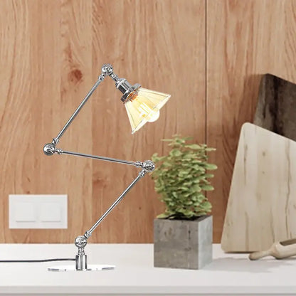 LumiGlow - Élégante lampe de table en verre clair en forme de cône - Rynova