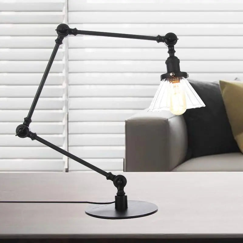 LumiGlow - Élégante lampe de table en verre clair en forme de cône - Rynova