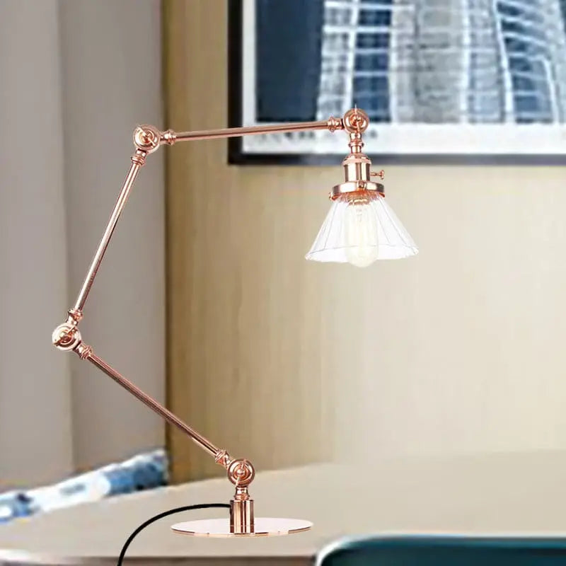 LumiGlow - Élégante lampe de table en verre clair en forme de cône - Rynova