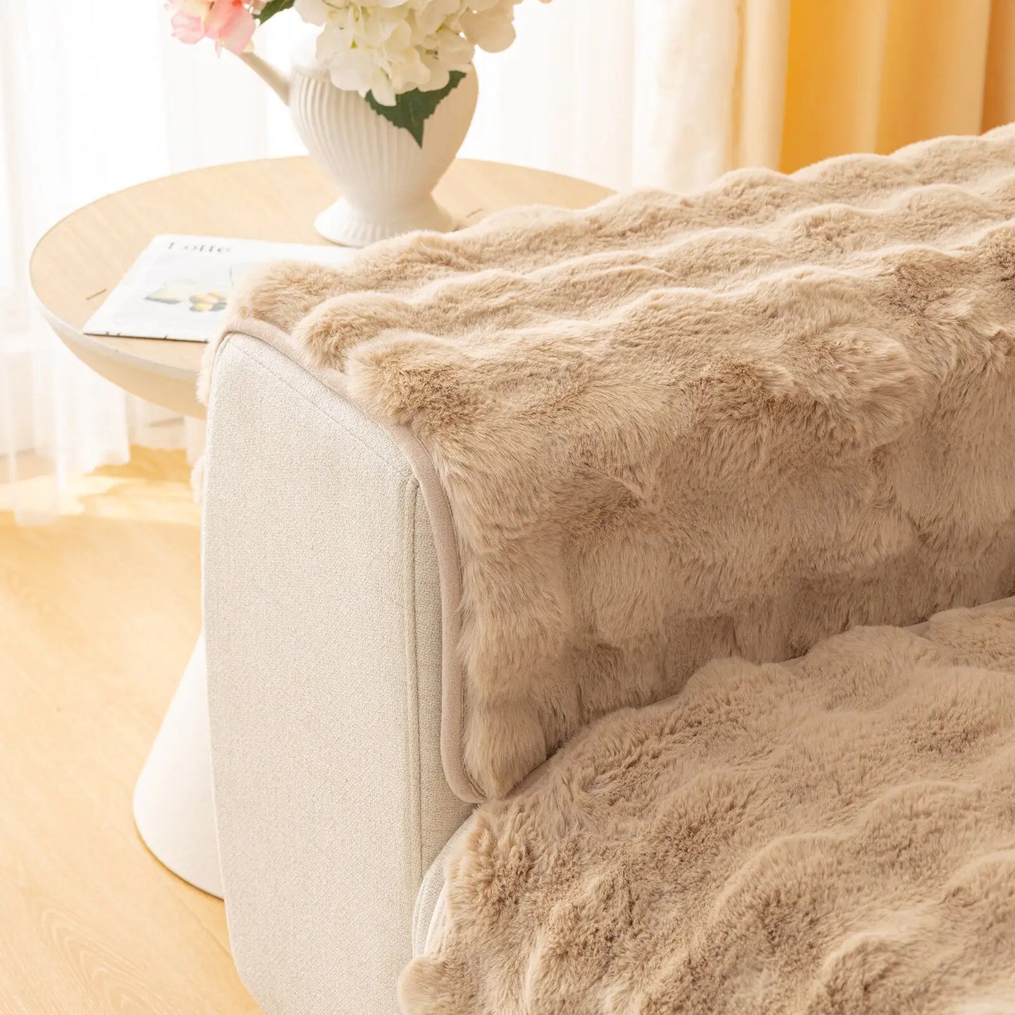 PlushComfort - housse de canapé en peluche ultra douce et fluffy, antidérapante - Rynova