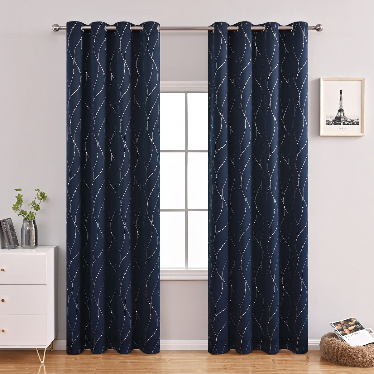 VagueChic - Rideau Occultant à Motifs de Vagues et de Points pour un Intérieur Élégant - Rynova