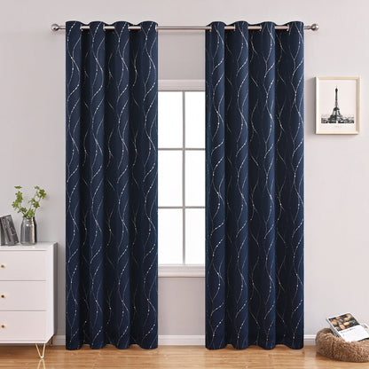 VagueChic - Rideau Occultant à Motifs de Vagues et de Points pour un Intérieur Élégant - Rynova