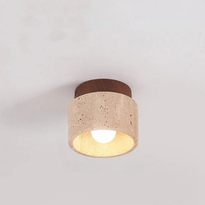 PierreLuxe - Lustre Encastré en Travertin pour Hall et Escalier - Rynova
