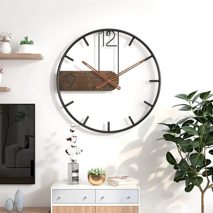 Horloge Murale en Acier et Noyer EleganceTime - Rynova
