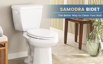 SAMODRA - Attache Bidet Ultra Mince pour Siège de Toilette - Double Buse, Pression d'Eau Réglable, Non Électrique - Rynova