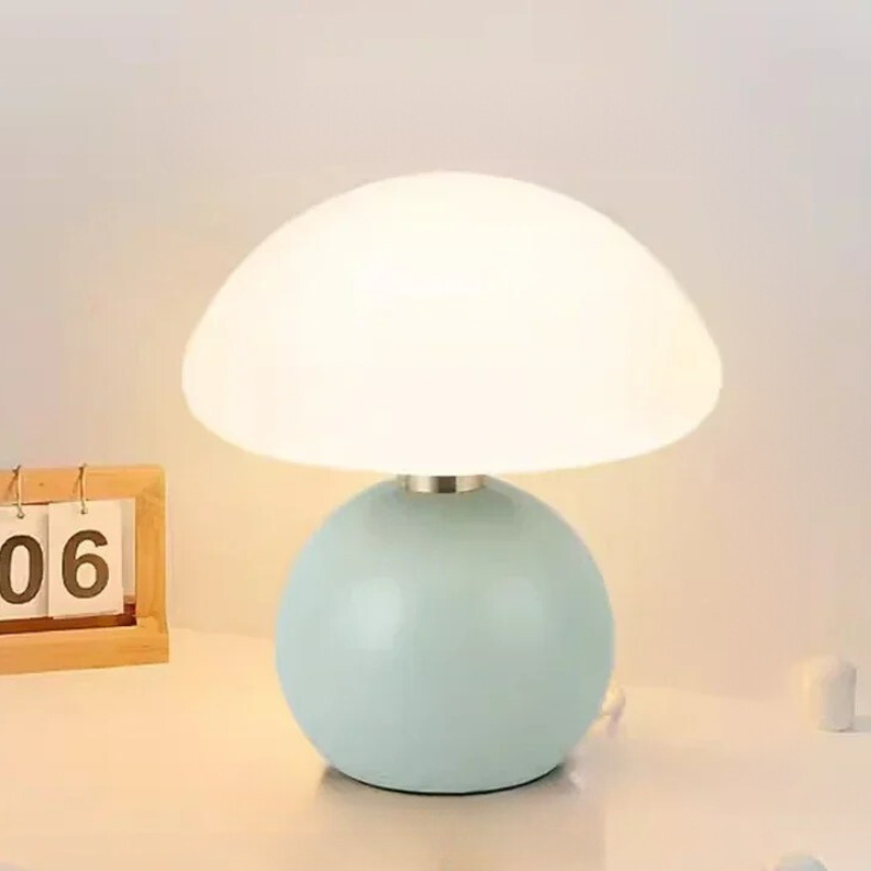 Lumière Champignon Élégante - Lampe de Table en Céramique Crème - Rynova