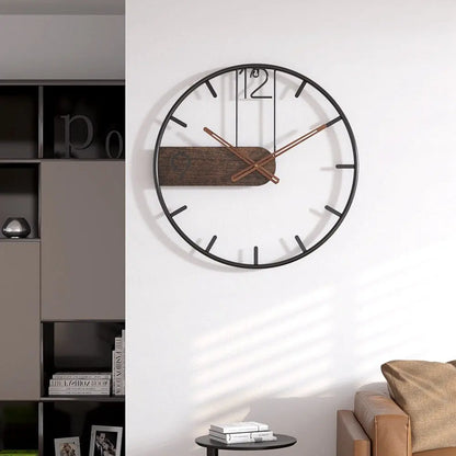 Horloge Murale en Acier et Noyer EleganceTime - Rynova