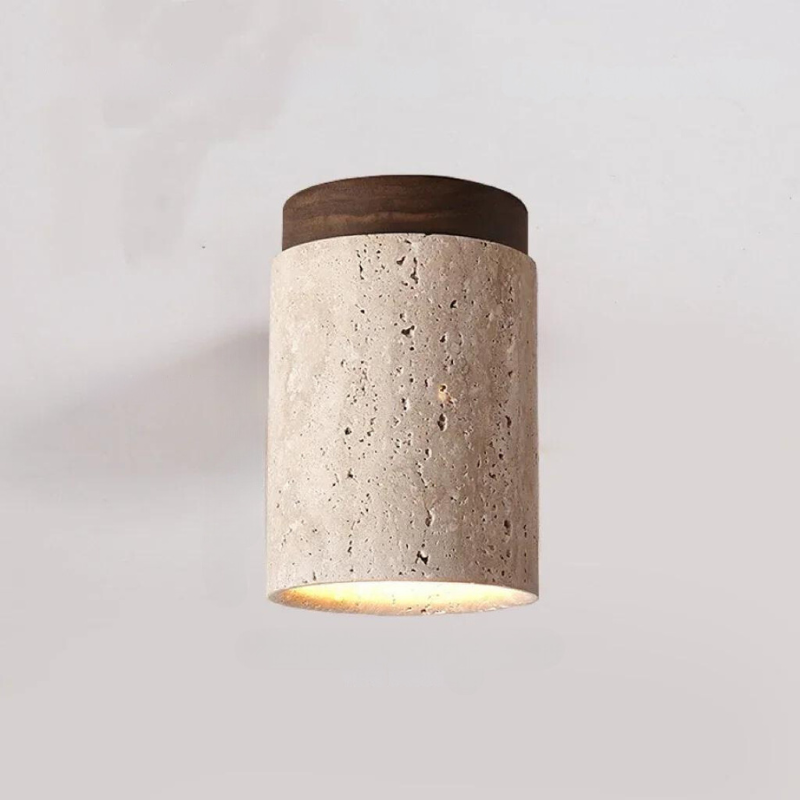 PierreLuxe - Lustre Encastré en Travertin pour Hall et Escalier - Rynova