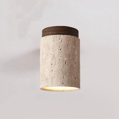 PierreLuxe - Lustre Encastré en Travertin pour Hall et Escalier - Rynova
