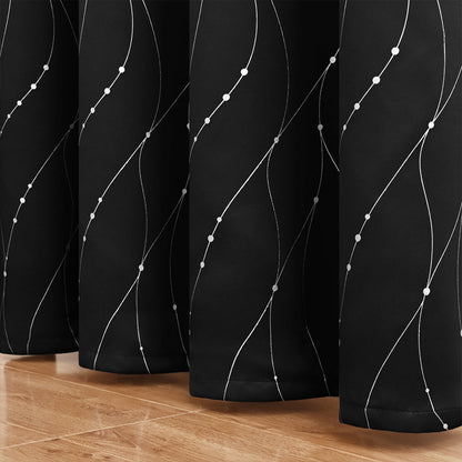 VagueChic - Rideau Occultant à Motifs de Vagues et de Points pour un Intérieur Élégant - Rynova