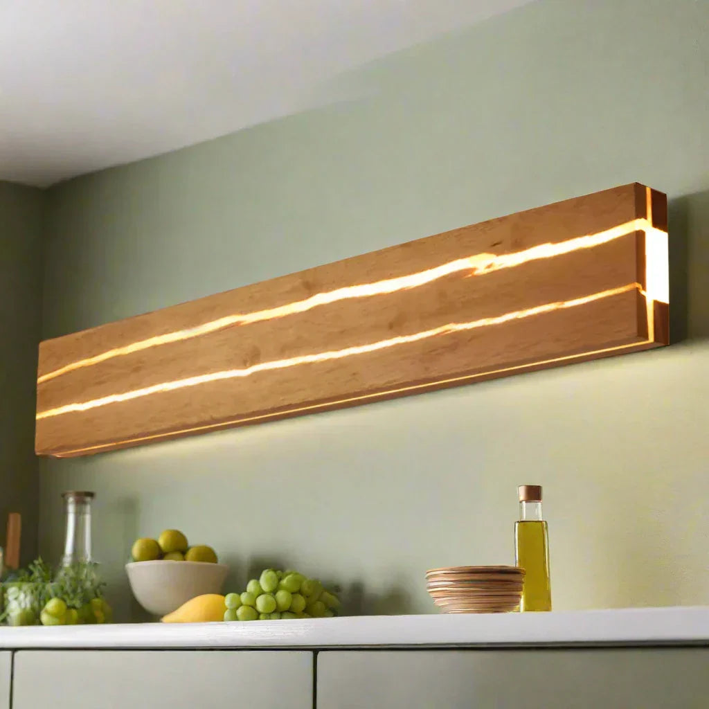 LUMIÈRE NATURE - Élégante Lampe Murale en Bois Fissuré - Design Contemporain - Rynova