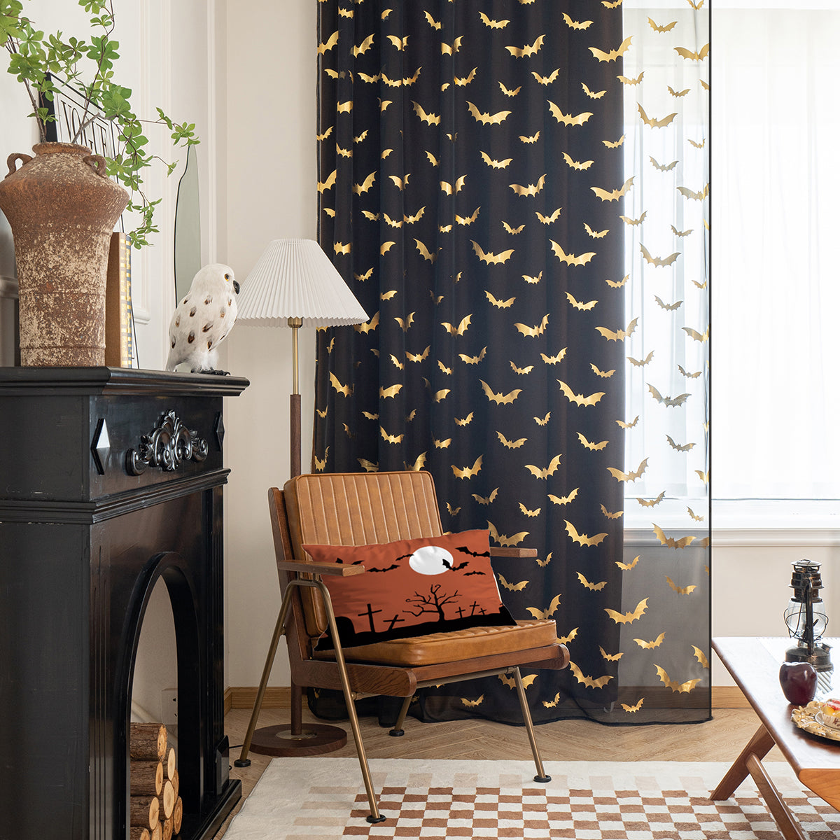 MystiTulle - Rideaux Transparants avec Motif de Chauve-Souris pour une Ambiance Envoûtante - Rynova