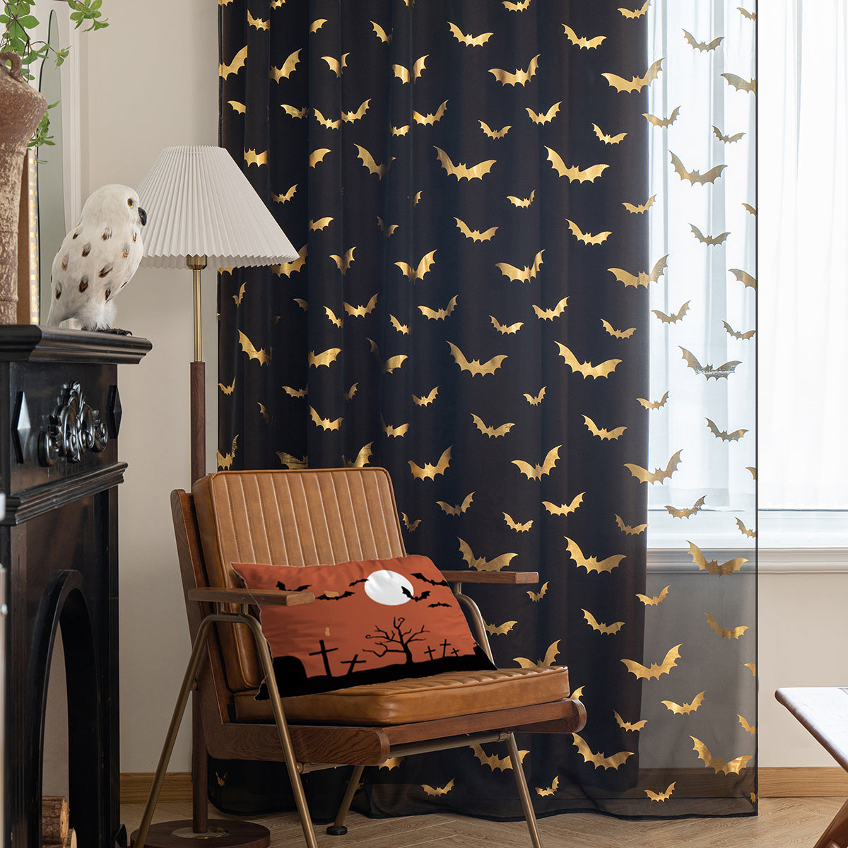 MystiTulle - Rideaux Transparants avec Motif de Chauve-Souris pour une Ambiance Envoûtante - Rynova