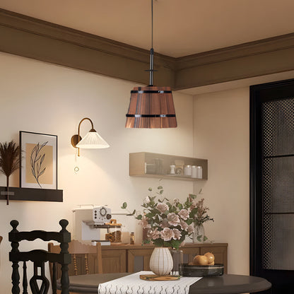 CharmeRustique - Lustre en Bois en Forme de Seau pour Bar - Rynova