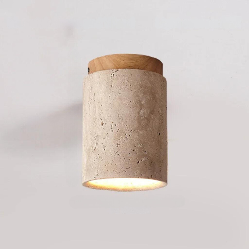 PierreLuxe - Lustre Encastré en Travertin pour Hall et Escalier - Rynova