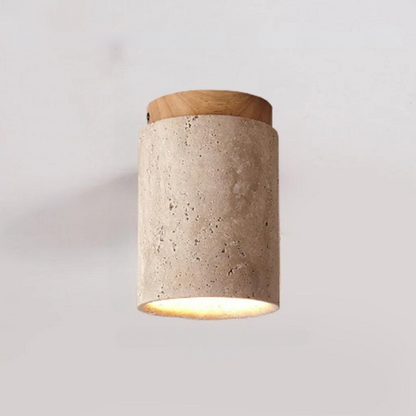 PierreLuxe - Lustre Encastré en Travertin pour Hall et Escalier - Rynova