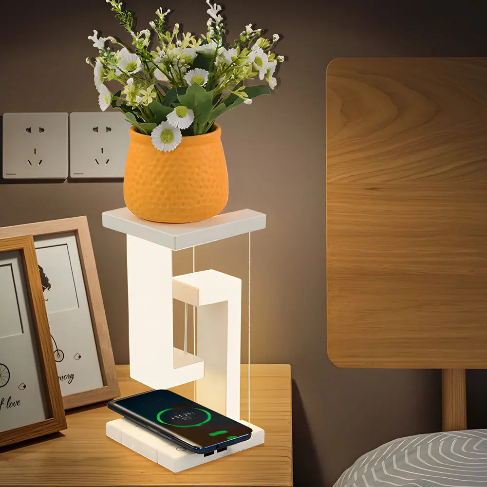LumiLev - Lampe de table anti-gravité flottante avec chargement sans fil et lumière LED - Rynova
