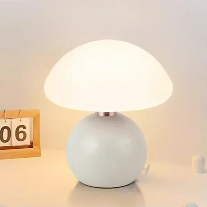 Lumière Champignon Élégante - Lampe de Table en Céramique Crème - Rynova