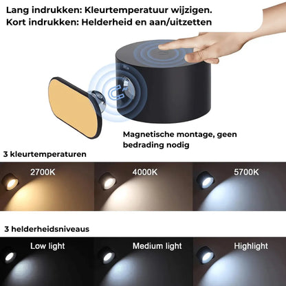 LumiFree - Lampe Murale Rechargeable sans Fil à 360° - Rynova