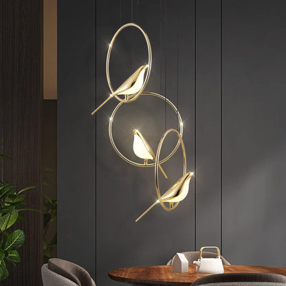 LumiOiseaux – Lampe suspendue cercle d'oiseaux - Rynova
