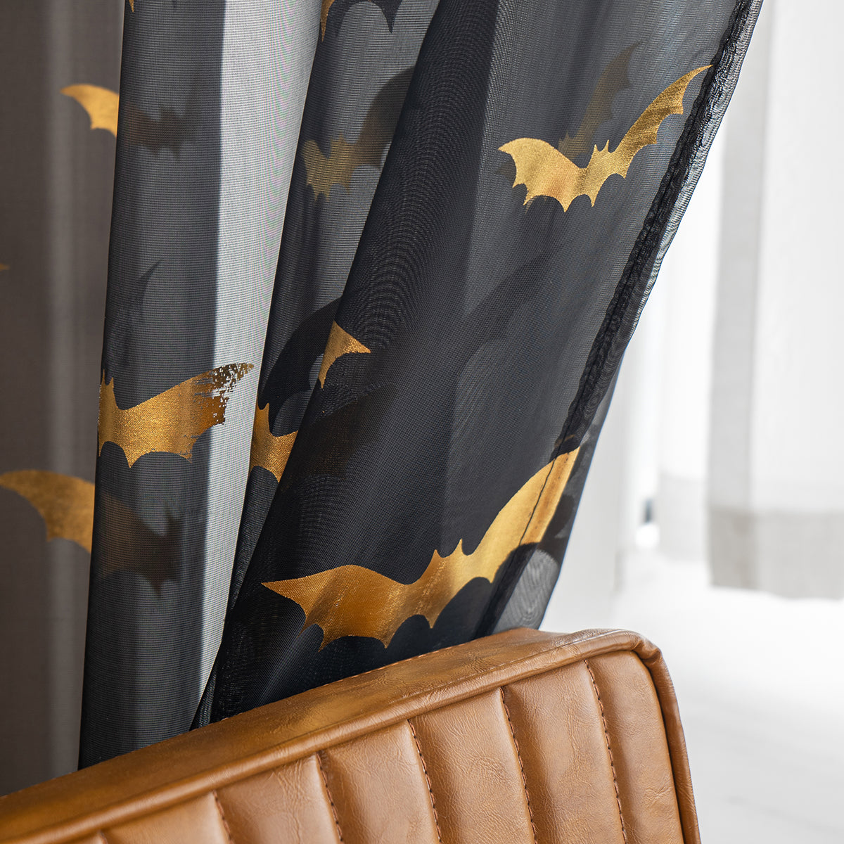 MystiTulle - Rideaux Transparants avec Motif de Chauve-Souris pour une Ambiance Envoûtante - Rynova