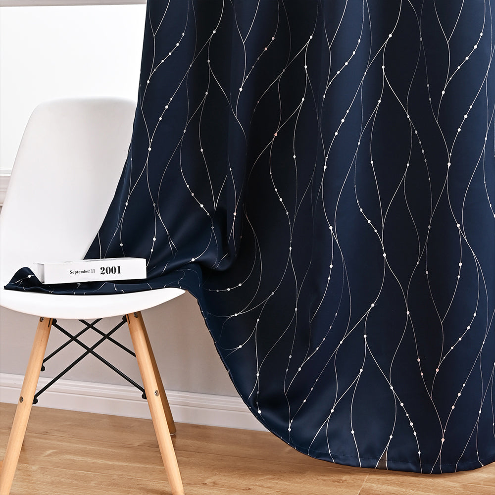 VagueChic - Rideau Occultant à Motifs de Vagues et de Points pour un Intérieur Élégant - Rynova