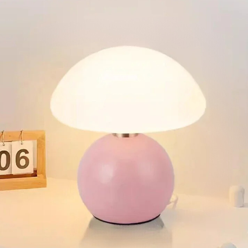 Lumière Champignon Élégante - Lampe de Table en Céramique Crème - Rynova