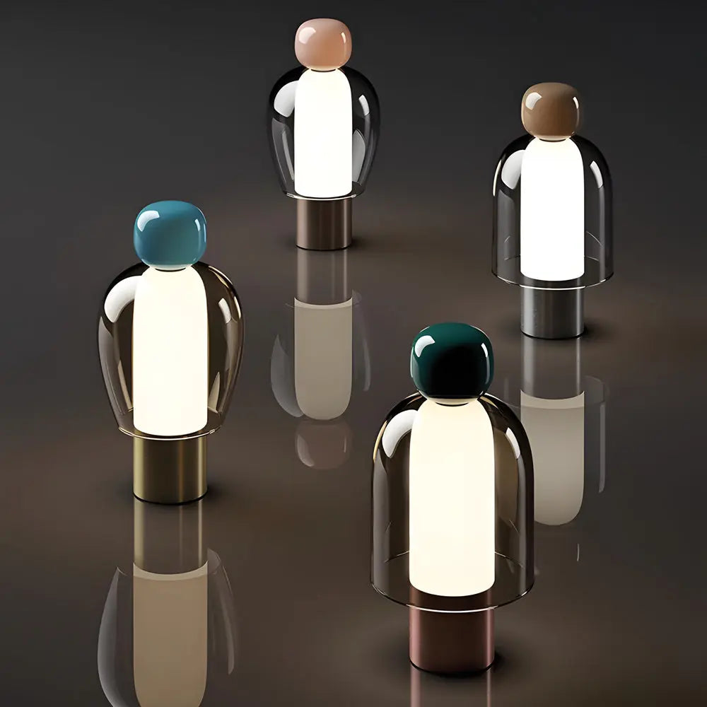 Clarté Nomade - Lampe de Table Rechargeable en Verre Transparent avec LED Dimmable - Rynova