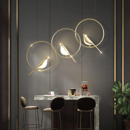LumiOiseaux – Lampe suspendue cercle d'oiseaux - Rynova