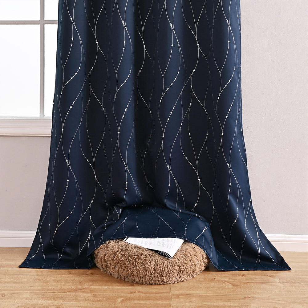 VagueChic - Rideau Occultant à Motifs de Vagues et de Points pour un Intérieur Élégant - Rynova