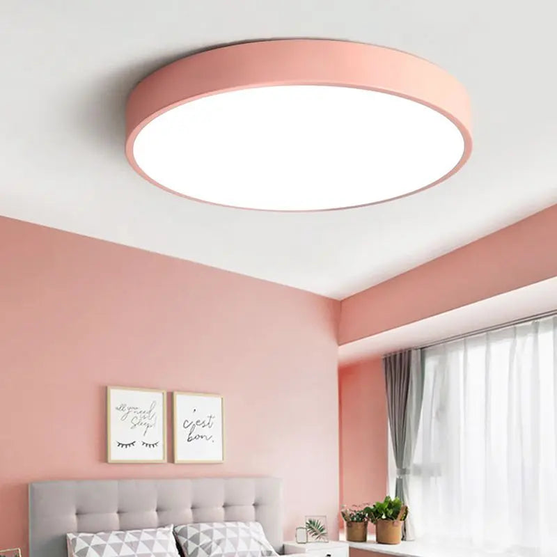LuminaRose - Lampe de Plafond LED Ronde Moderne en Métal Rose et Gris - Rynova