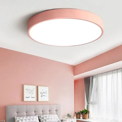 LuminaRose - Lampe de Plafond LED Ronde Moderne en Métal Rose et Gris - Rynova