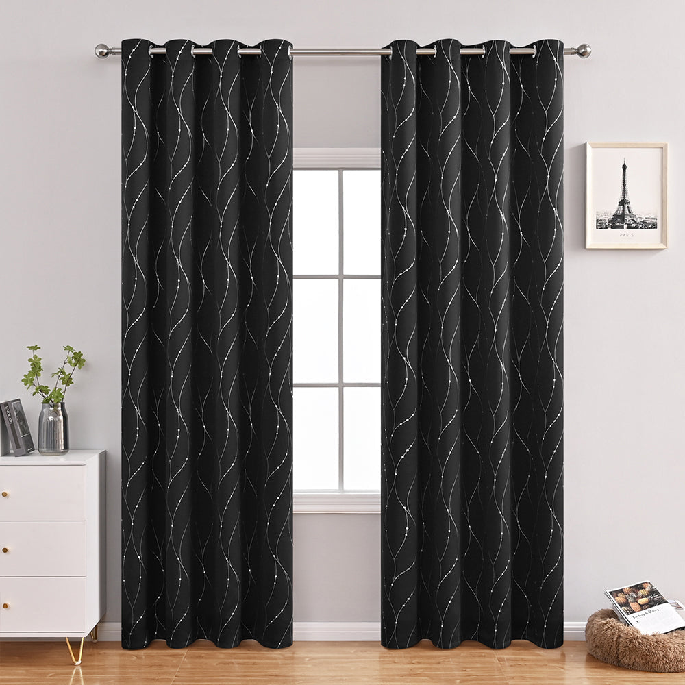 VagueChic - Rideau Occultant à Motifs de Vagues et de Points pour un Intérieur Élégant - Rynova
