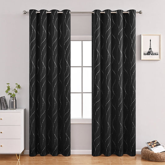 VagueChic - Rideau Occultant à Motifs de Vagues et de Points pour un Intérieur Élégant - Rynova
