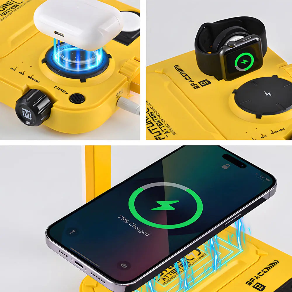 LumiCharge - Lampe de Bureau RGB Chargeur Sans Fil 3-en-1 - Rynova