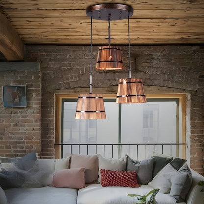 CharmeRustique - Lustre en Bois en Forme de Seau pour Bar - Rynova