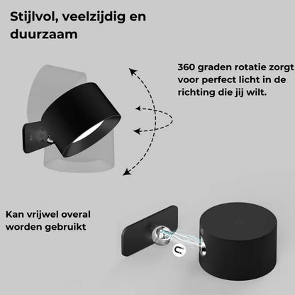 LumiFree - Lampe Murale Rechargeable sans Fil à 360° - Rynova