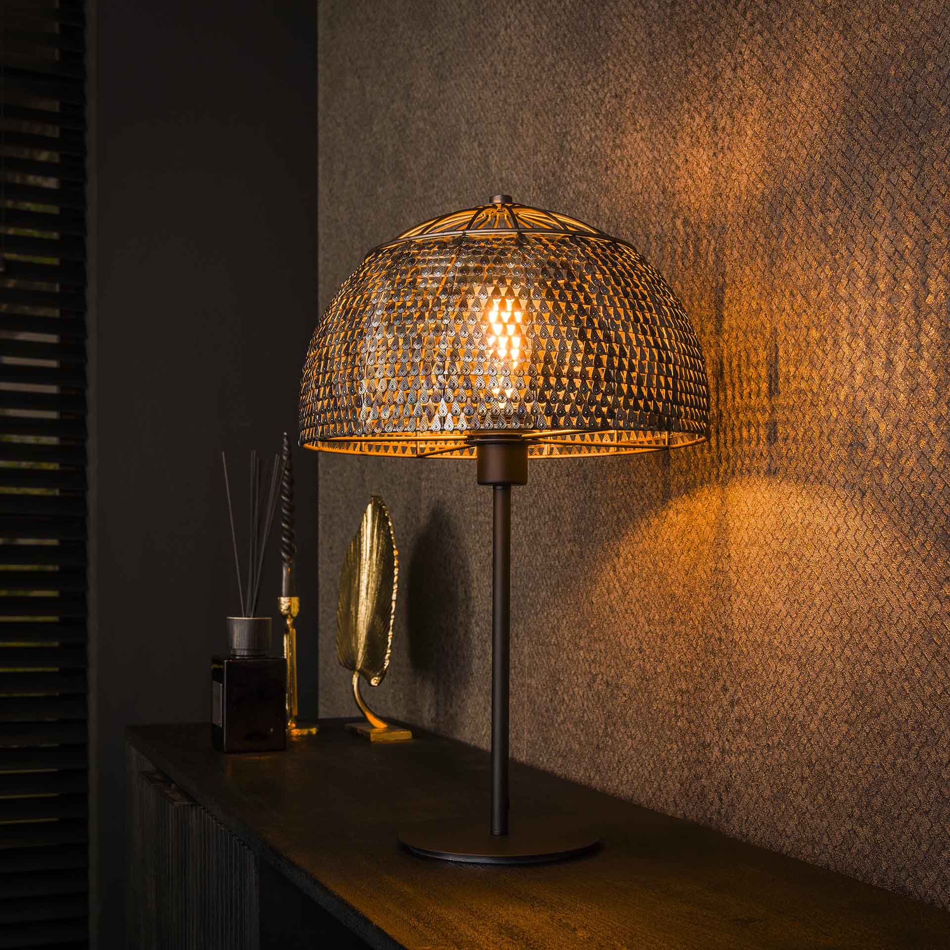 LumièreÉlégante - Lampe de table design noir et brun - Rynova
