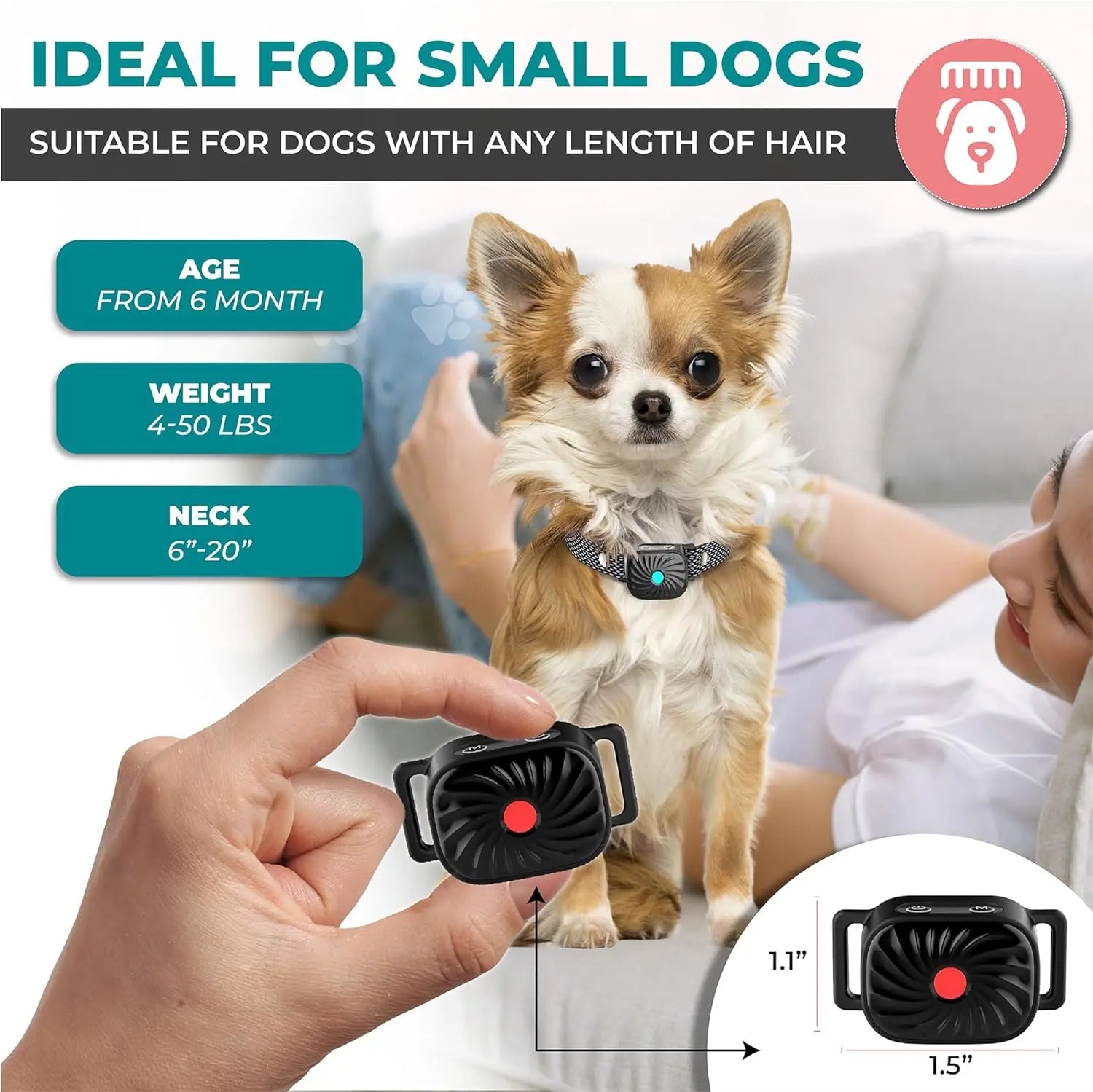 ChienTranquille - Collier Anti-Aboiement pour Petits Chiens - Rynova