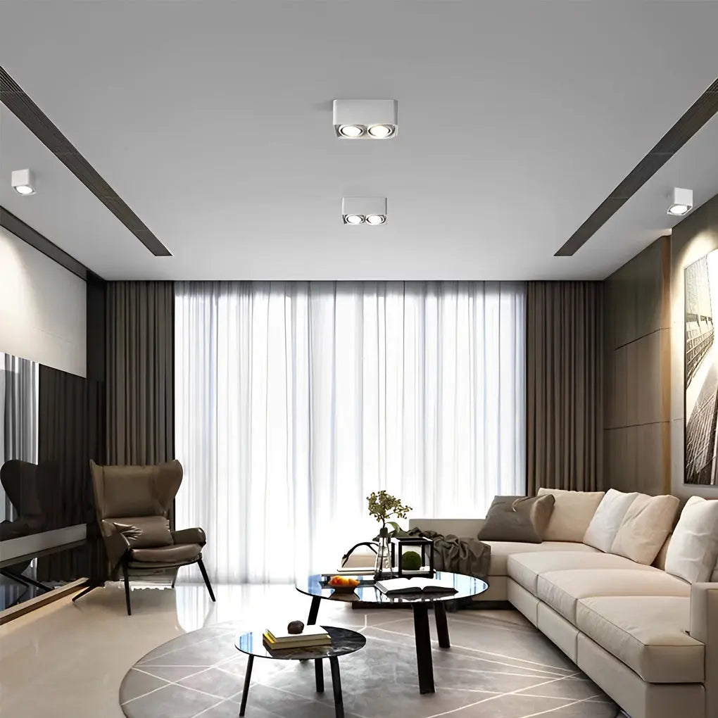 LumiFlex - Lampe de plafond carrée réglable avec éclairage LED à trois niveaux de gradation - Rynova