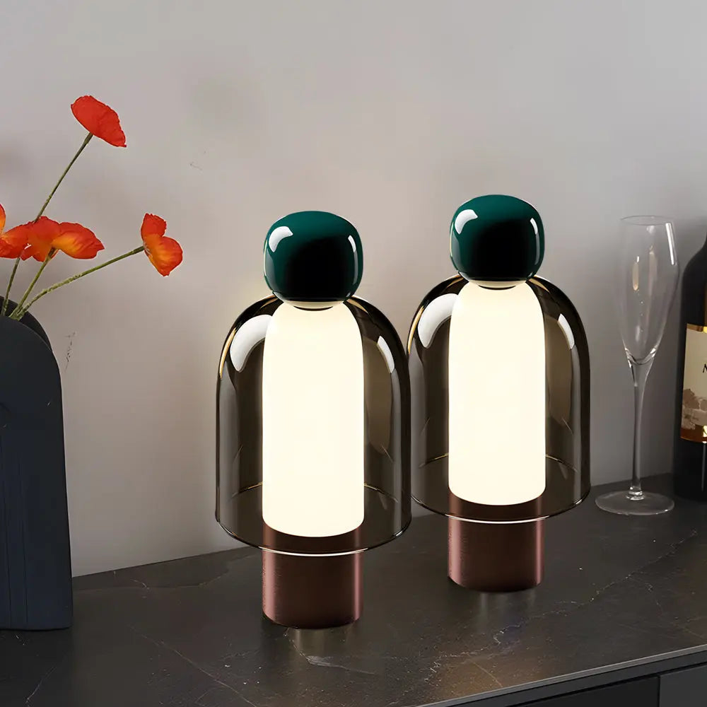 Clarté Nomade - Lampe de Table Rechargeable en Verre Transparent avec LED Dimmable - Rynova
